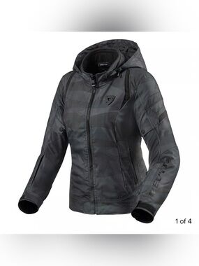 NWT Women's Black Hooded Motorcycle Jacket Size M REV'IT!